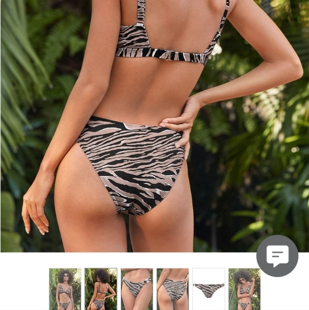 2/$25 Venus Luxe Zebra Ring High-Cut Swim Bottom. Size 10 - Picture 4 of 4